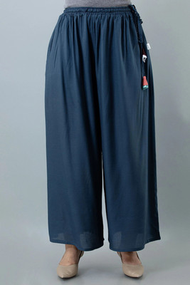 KANCHUK Flared Women Blue Trousers