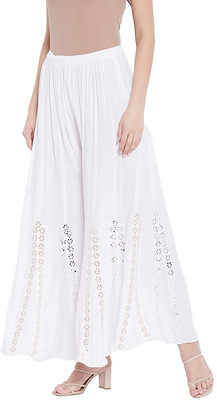 MIXFIT Flared Women White Trousers