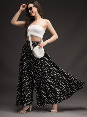 BADGERW INSOME Flared Women Black Trousers