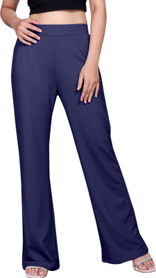 KNOVA Flared Women Dark Blue Trousers