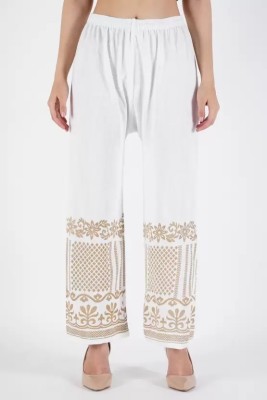 A V Sarees Relaxed Women White Trousers