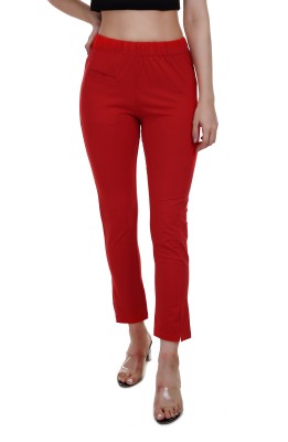 LYROO Regular Fit Women Red Trousers