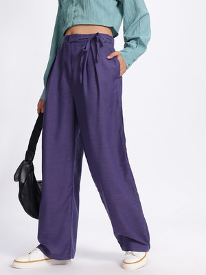 Glitchez Flared Women Purple Trousers