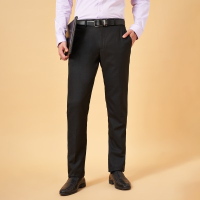 Peregrine by Pantaloons Slim Fit Men Black Trousers