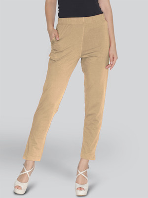 Lyra Slim Fit Women Beige Trousers