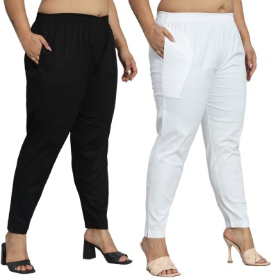 24Hour Fashion Regular Fit Women Black, White Trousers