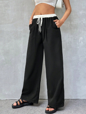 WARCOURT Loose Fit Women Black Trousers