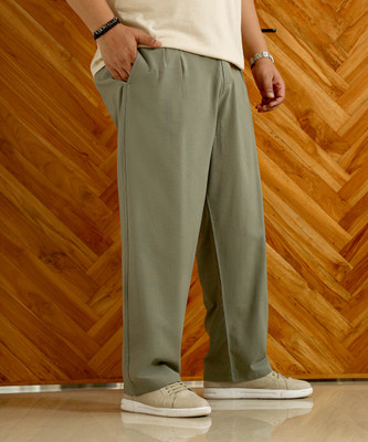Instafab Plus Straight Fit Men Green Trousers