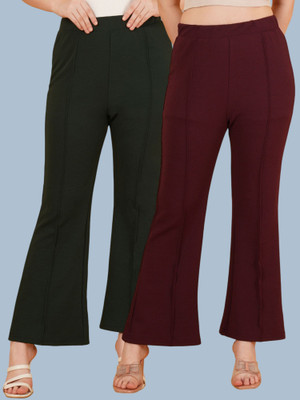 Kintu Parantu Regular Fit Women Green, Maroon Trousers