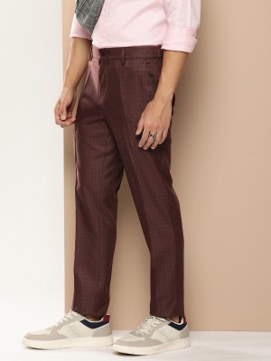 encore by INVICTUS Regular Fit Men Brown Trousers