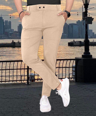 THE PVR CLOTHING Straight Fit Men Cream Trousers
