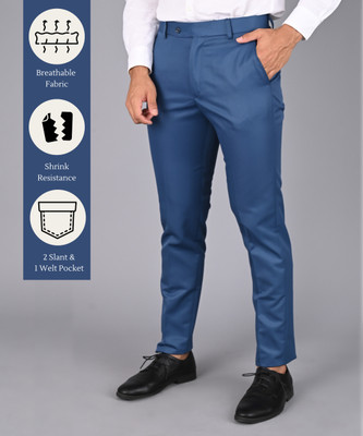 MANCREW Regular Fit Men Blue Trousers
