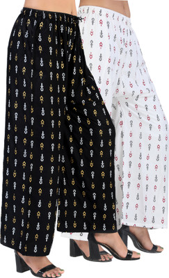 4K FASHION Relaxed Women Black, White Trousers