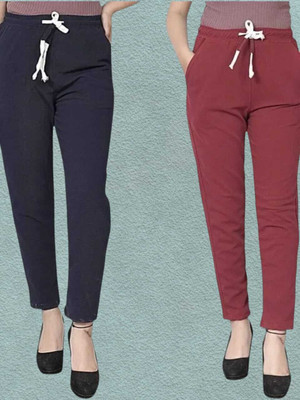 Retailmart Regular Fit Women Blue, Maroon Trousers