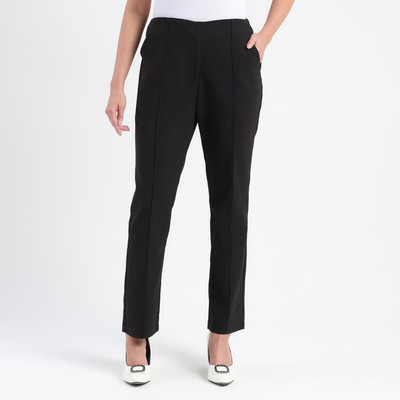 MADAME Straight Fit Women Black Trousers