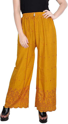 Kanna Fabric Regular Fit Women Yellow Trousers