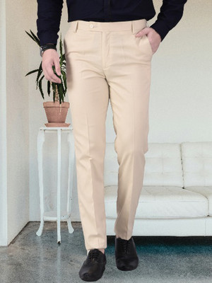 AD & AV Regular Fit Men Cream Trousers
