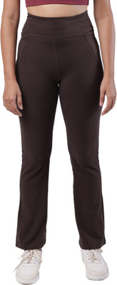 BlissClub Groove-in Cotton Flare Pants - Tall Regular Fit Women Brown Trousers