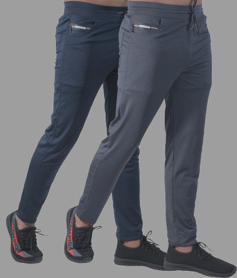 ynam Regular Fit Men Blue, Grey Trousers