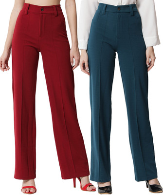 KOTTY Regular Fit Women Red, Green Trousers
