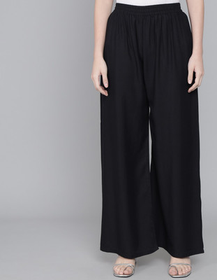thread plus Relaxed Women Black Trousers