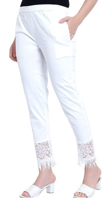 nice wonder Slim Fit Women White Trousers