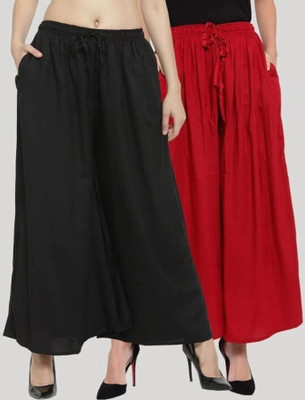 Rangkriti Loose Fit Women Red, Black Trousers