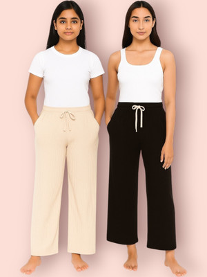 Classy creations Comfort Fit Women Beige, Black Trousers