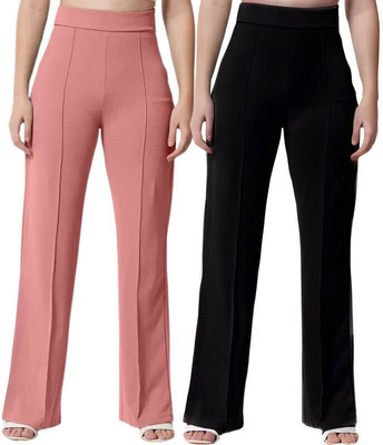 OOWL Straight Fit Women Black Trousers