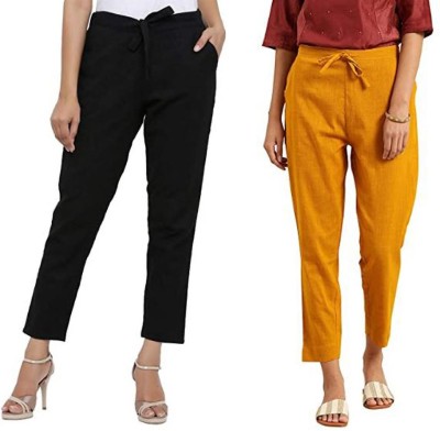 MayFay Regular Fit Women Black, Yellow Trousers