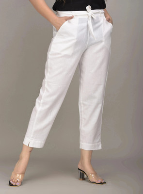 IQRAAR Regular Fit Women White Trousers