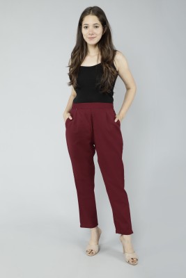 ray roba Slim Fit Women Maroon Trousers