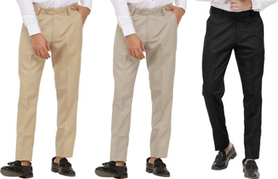 LAHSUAK Regular Fit Men Beige, Brown, Black Trousers
