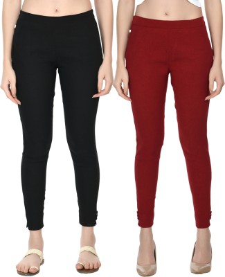 24Hour Fashion Regular Fit Women Black, Maroon Trousers