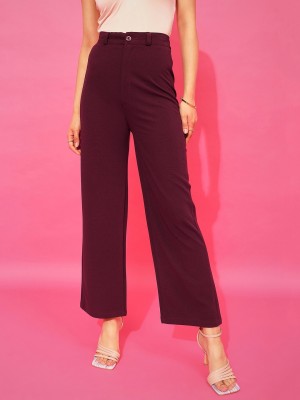 Purple Feather Flared Women Maroon Trousers