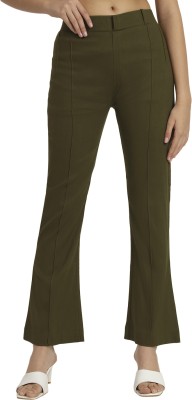 beSOLID Regular Fit Women Dark Green Trousers