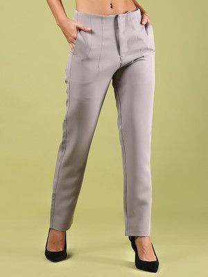 V-MART Slim Fit Women Grey Trousers