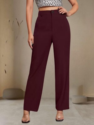 BELSHY Regular Fit Women Maroon Trousers