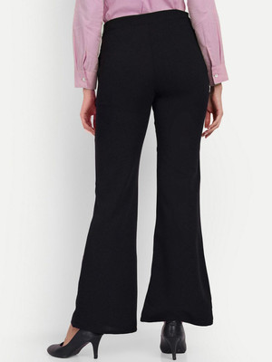 Broadstar Flared Women Black Trousers