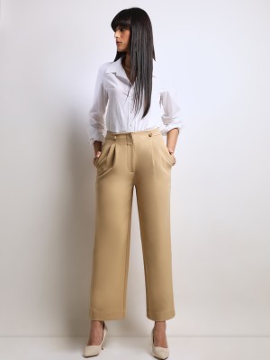 VERO MODA Straight Fit Women Beige Trousers