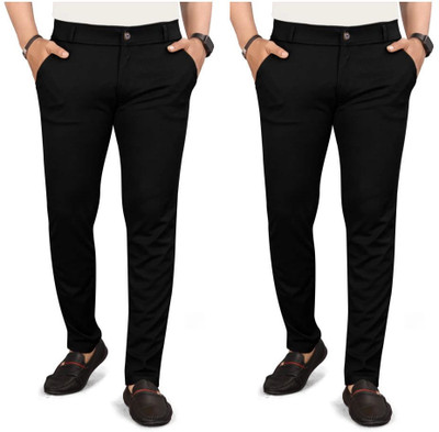 KENDORE Regular Fit Men Black, Black Trousers