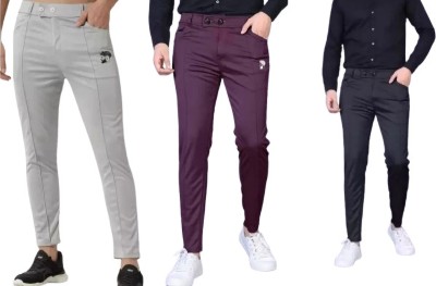 SUMITGARMENT Solid Men Black, Grey, Purple Track Pants