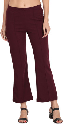 CLOTHINK India Flared Women Maroon Trousers