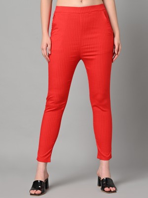 Vastraa Fusion Skinny Fit Women Red Trousers