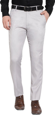 THE PS Regular Fit Men Silver Trousers