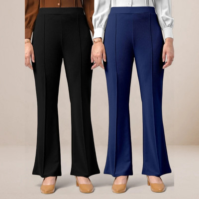 lookskky Loose Fit Women Black, Dark Blue Trousers