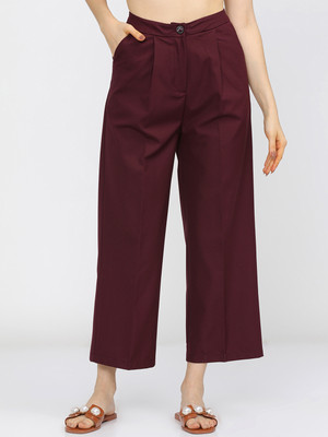 Tokyo Talkies Flared Women Maroon Trousers