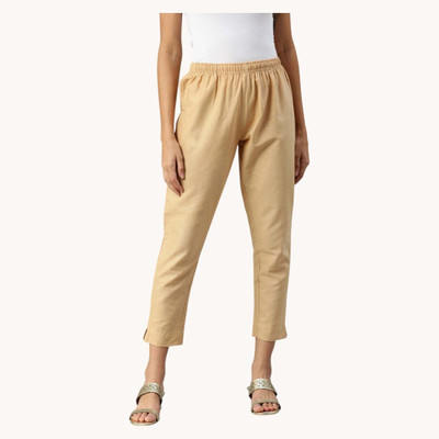 High Glitz Regular Fit Women Beige Trousers
