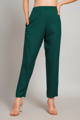 Sufiana Regular Fit Women Dark Green Trousers