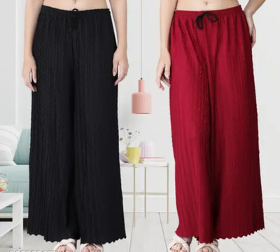 ROSHNI Straight Fit Women Red, Black Trousers